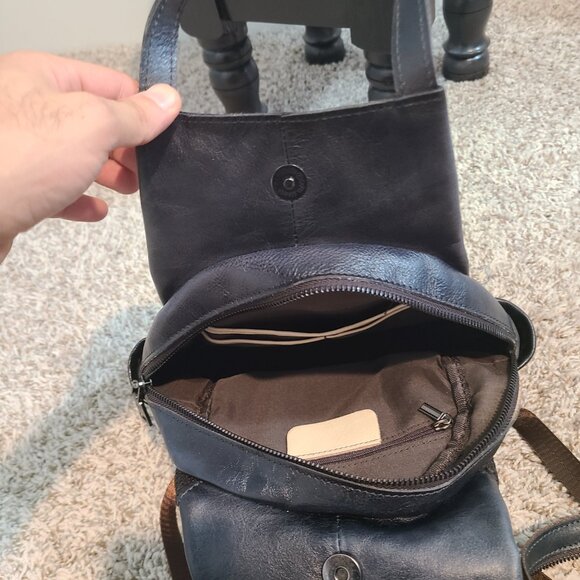 Embossed Cowhide Leather Backpack - Floral & Butterfly Design, Durable and Styli - Picture 4 of 5